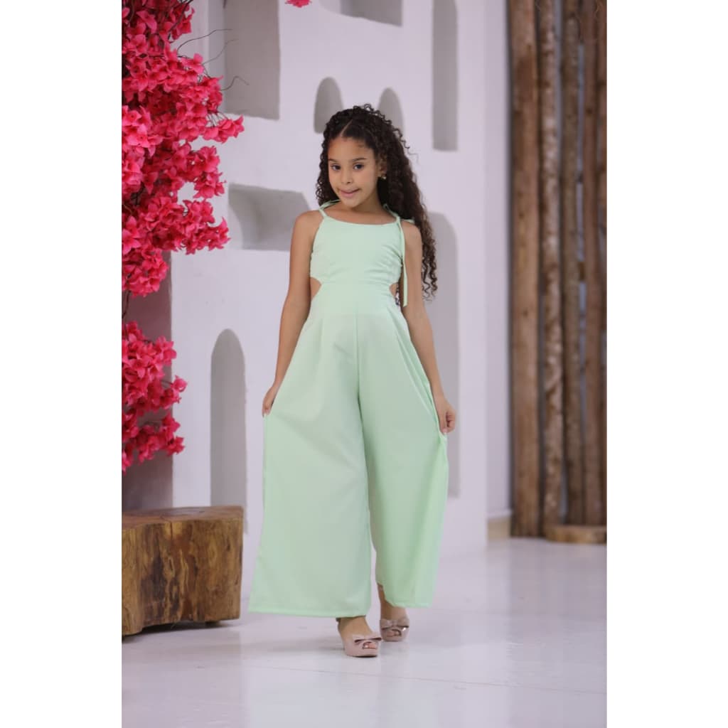 Macacão longo pantalona liso menina casual para todas as ocasiões