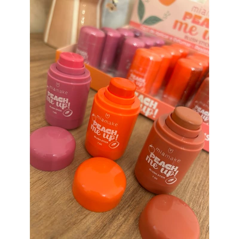 Blush Stick Cremoso Peach Me Up Miamake 7,5g | Bastão Facial Fácil Aplicação Efeito Natural