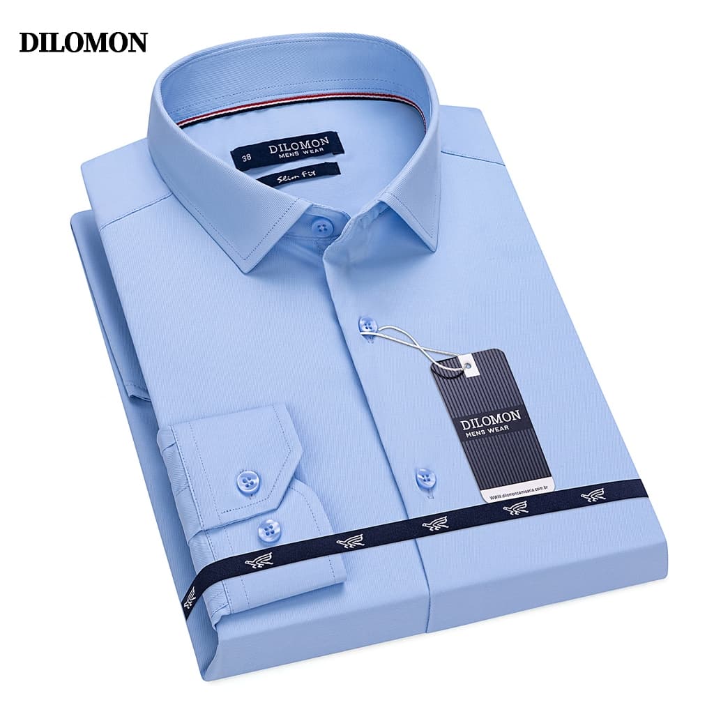 Dilomon Camisa Social Masculina Elastano Não Amassa - Blusa Roupa Trabalho Estilosa Manga Longa