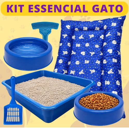 Kit Gato Caminha Colchonete Bandeja Bebedouro Comedouro Pazinha Brinquedo Para Gatos