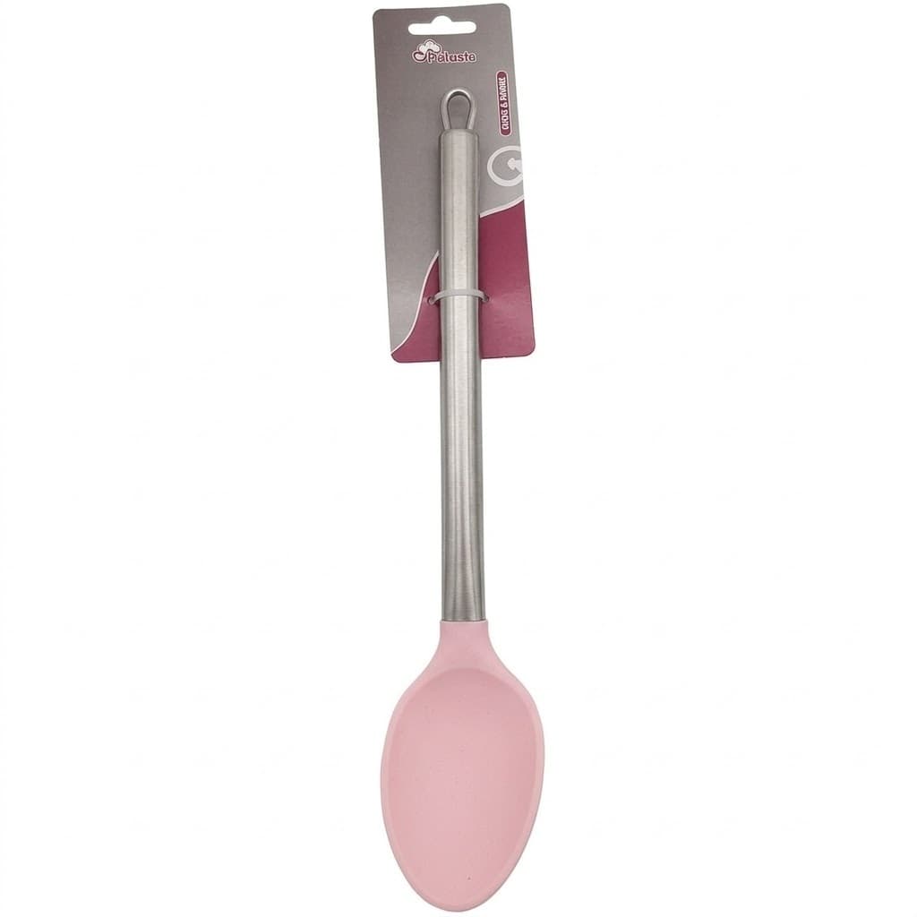 Colher de Silicone Rosa com Cabo Inox 32CM - Em Casa Tem