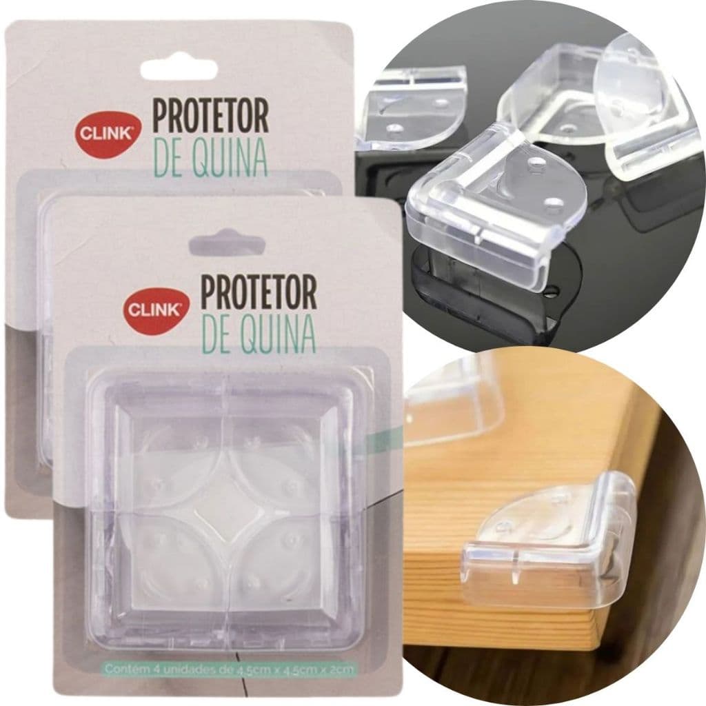 Kit 8 Protetor De Quina Silicone 4,5Cm Protetores Anti Impacto Para Bebe Criança Bebê Transparente