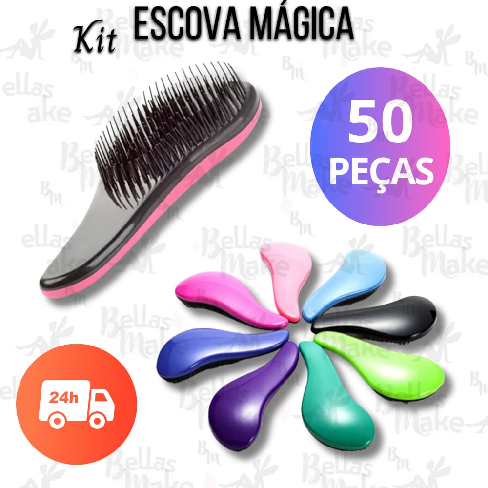 Kit 50 Unidades Escovas Mágicas Anti Frizz Desembaraçadora Escolha Sua Cor Para Revender