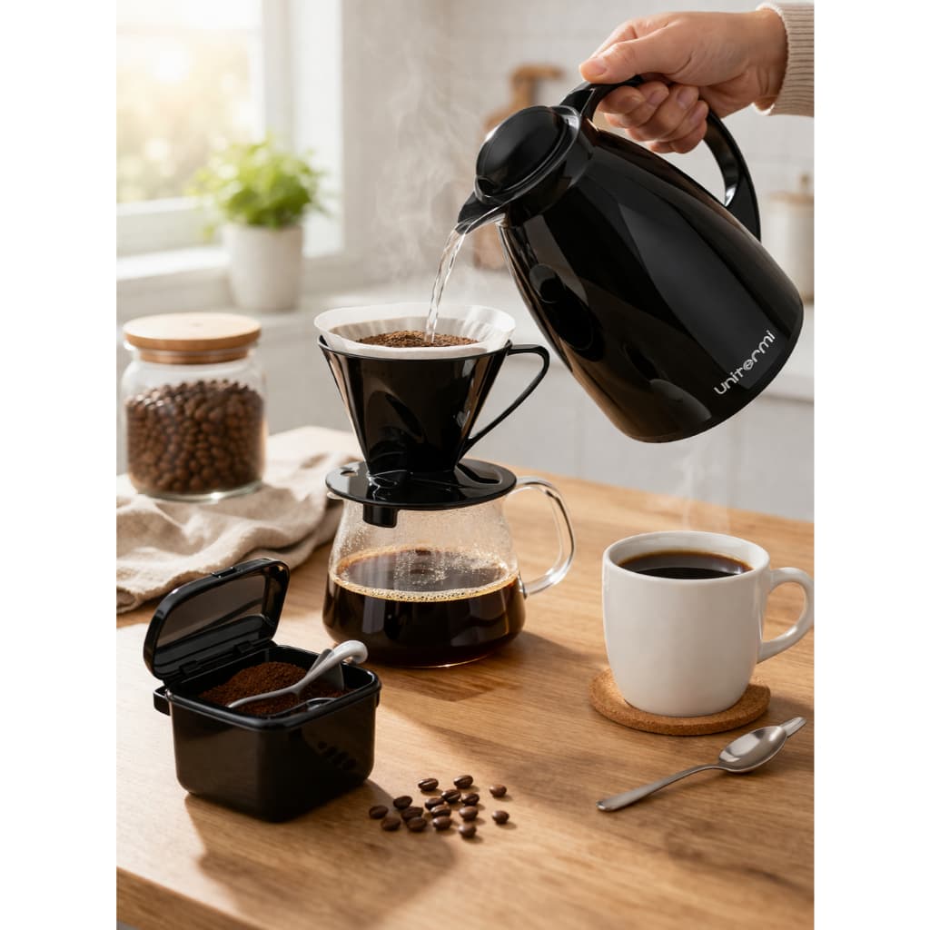 Kit Garrafa Térmica Bule + Suporte Filtro + Açucareiro C/ Colher 4 Pçs Café Unitermi Chá Café