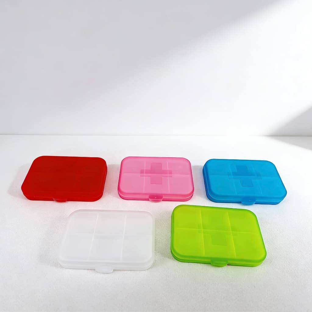 Porta Comprimido 9*6.5*2 cm Portátil 6 Compartimento Viagem Medicamento Organizador Semanal