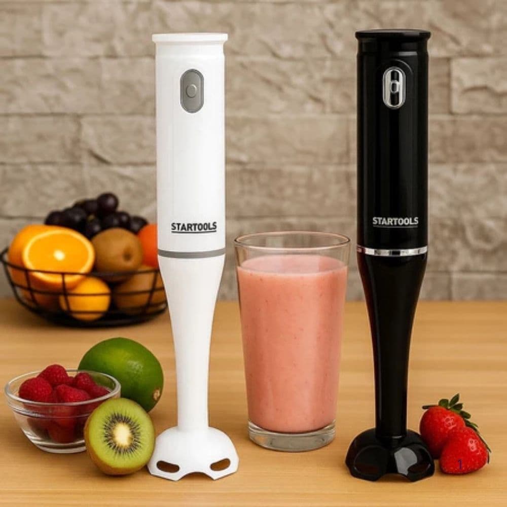 Mixer Elétrico Portátil  + Copo 700ml Triturador Multiuso 110/220V Preto Branco Suco Shakes vitamina