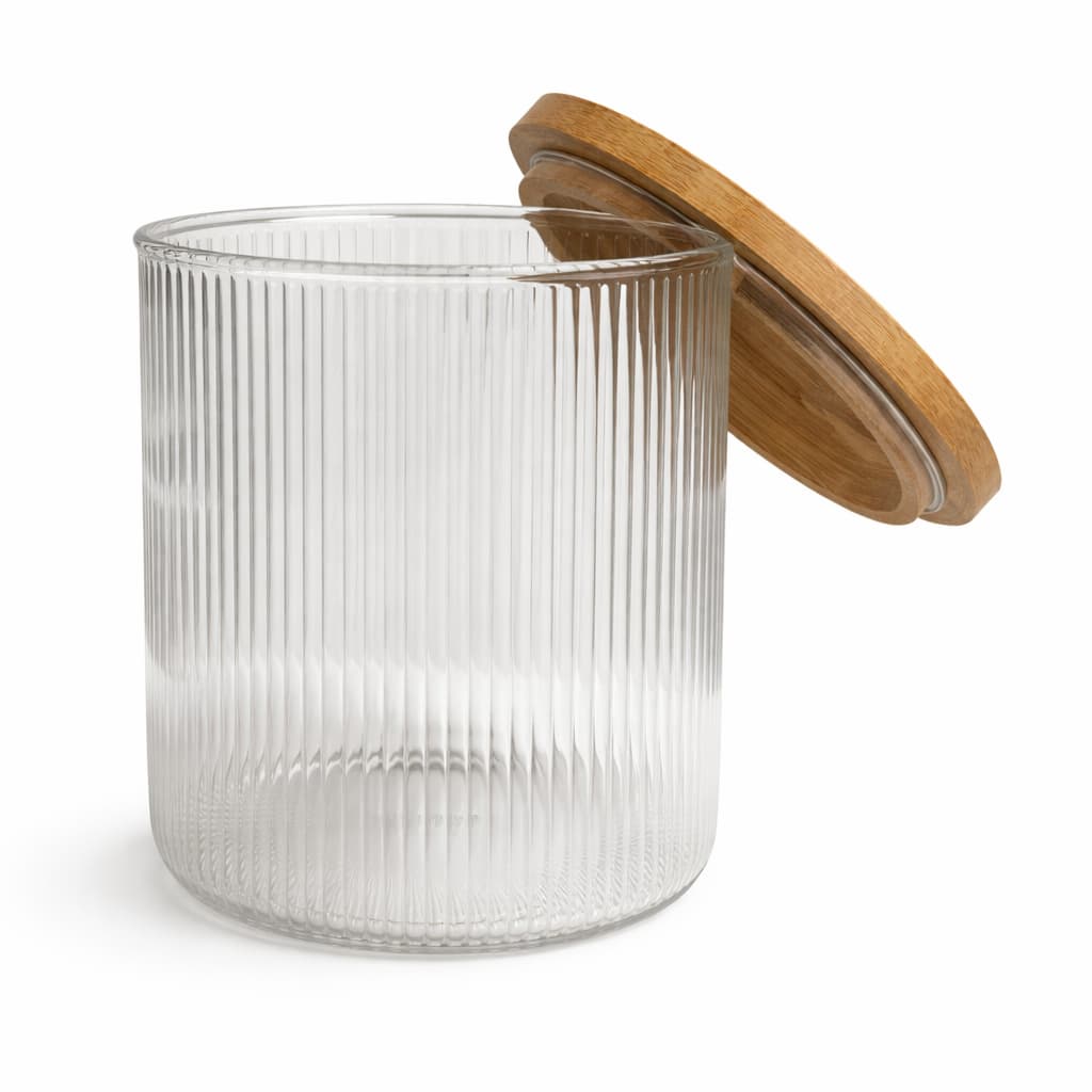 Pote Vidro Borossilicato 700ml Tampa Bambu Hermético Mantimentos