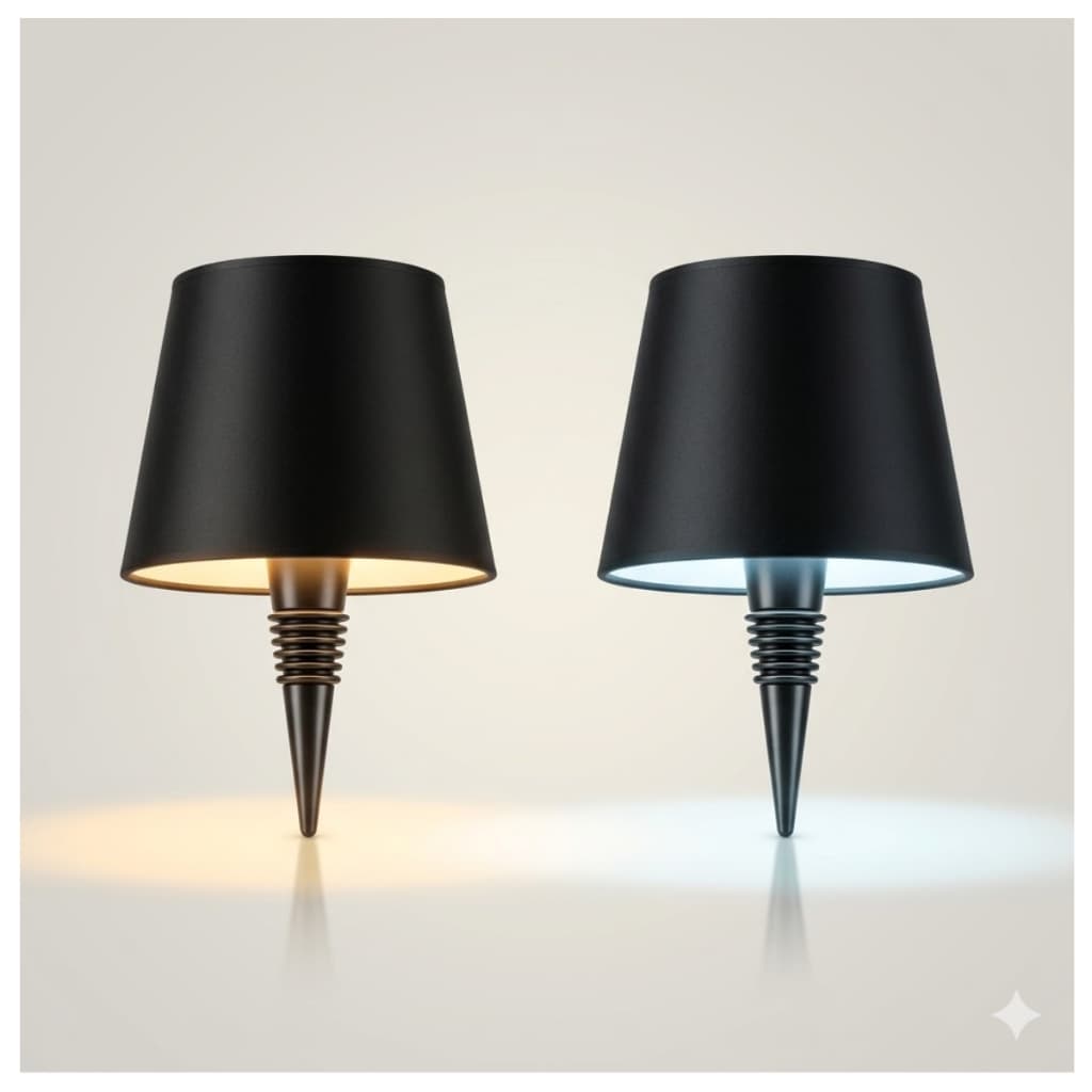 Mini Luminaria Led Portatil Preta Luz Ambiente Decoracao Quarto Mesa Oficina
