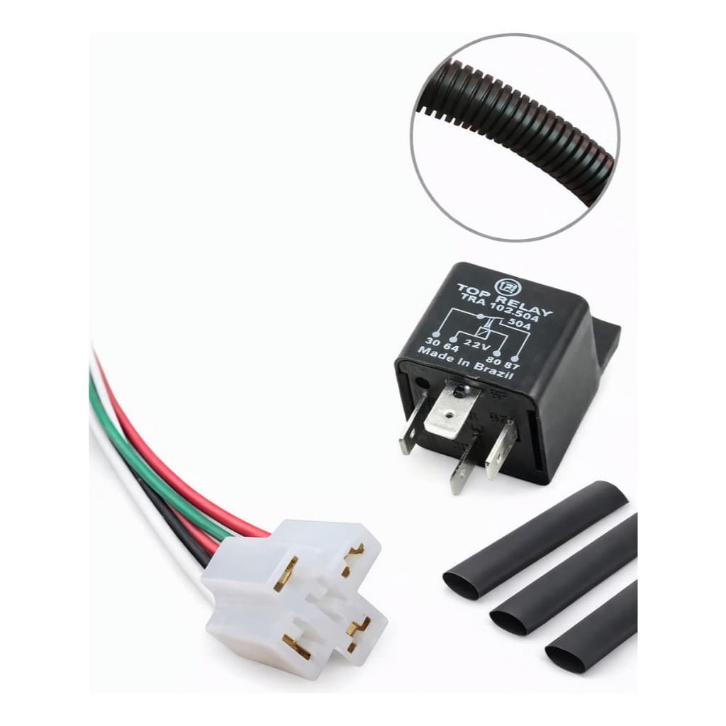 Relê Auxiliar Automotivo 4 Pinos Universal 12v 40a + Chicote