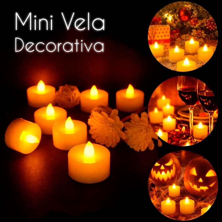 6 Mini Vela Velinha Eletrônica de Led 4cm para Decoração Festas Natal Romântica Halloween Decoração