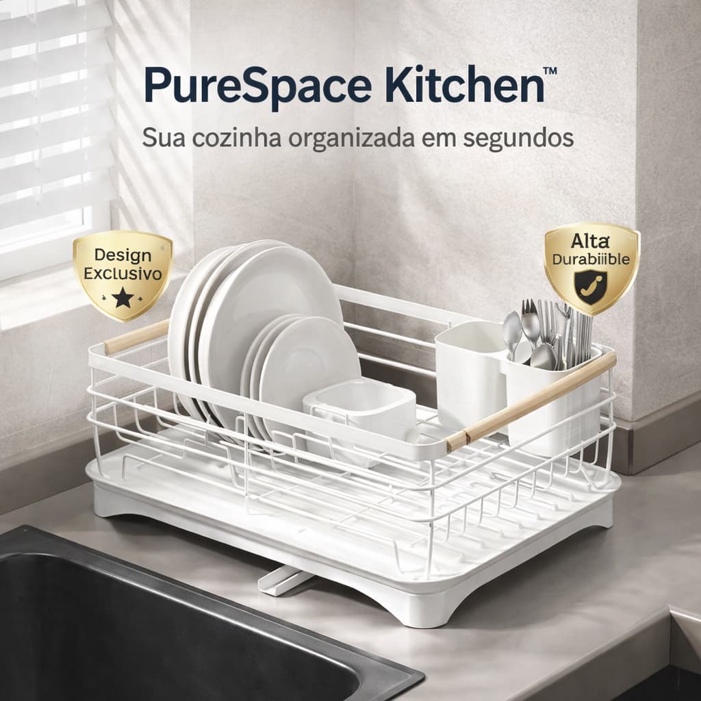 Escorredor de Louças Compacto com Porta-Talheres – Cozinha Organizada Sem Bagunça e Sem Água Porta Talheres