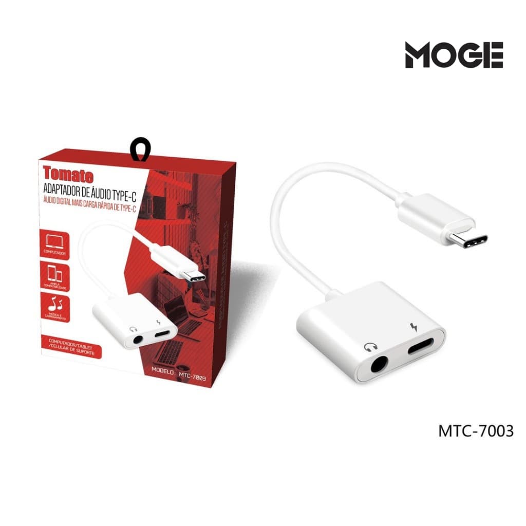 Adaptador Áudio Type-C | P2 + Carga Rápida | USB-C | 2 em 1 | MTC-7003