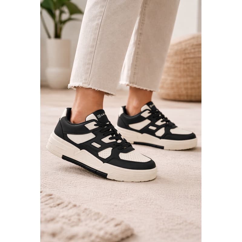 Tenis esportivo feminino Ramarim casual preto e branco