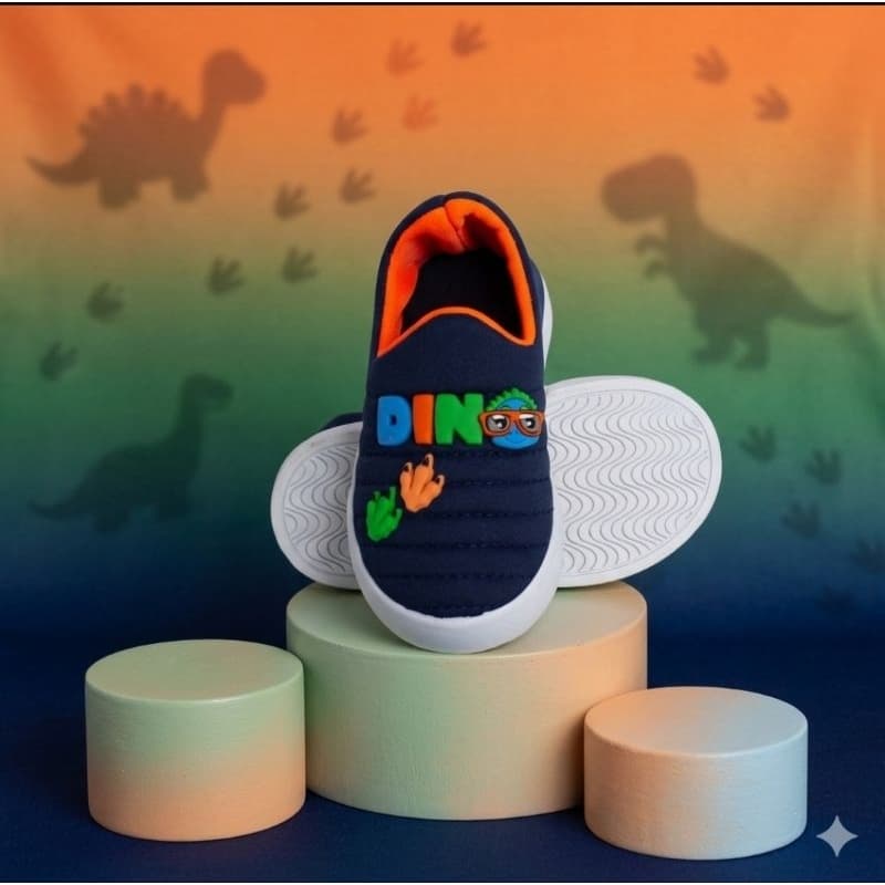 Tênis Infantil Menino Calce Fácil Dino Confortável Macio Escolar Básico Casual Antiderrapante