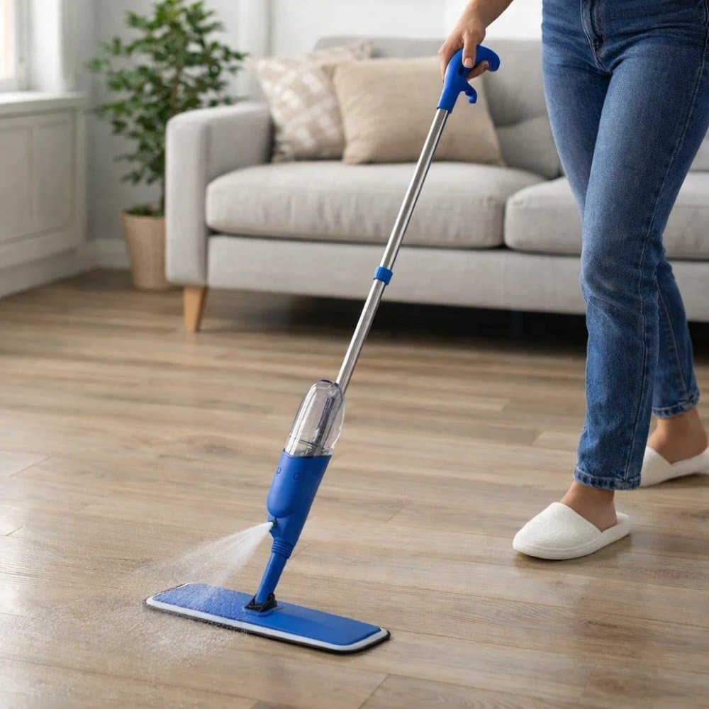 Mop Spray Esfregão Com Reservatório Água Regulável Giratório Limpeza Piso Cabo Ergonômico Sortido
