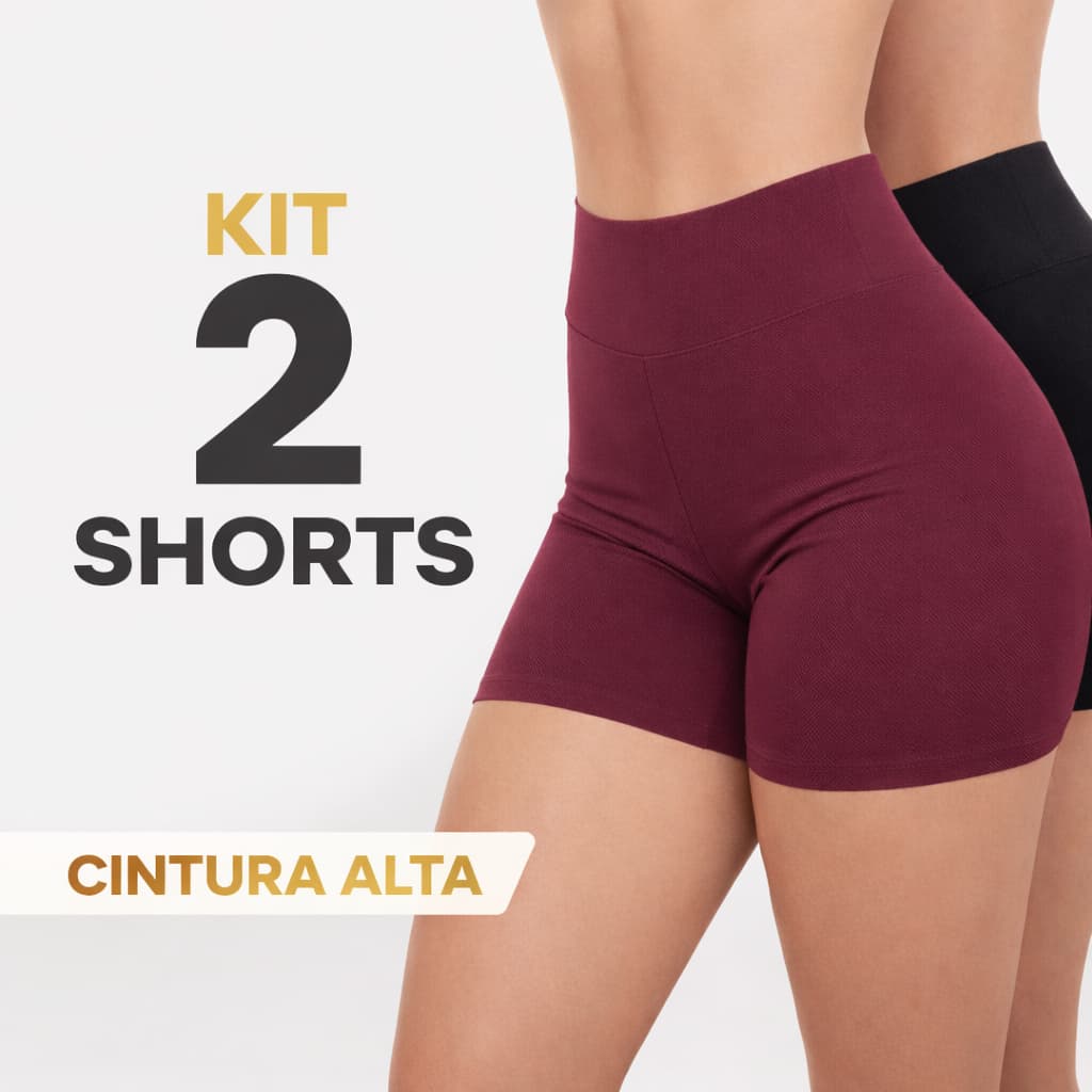 Kit 2 Shorts Legging Feminino Meia Coxa Cintura Alta Bermuda Zero Transparência