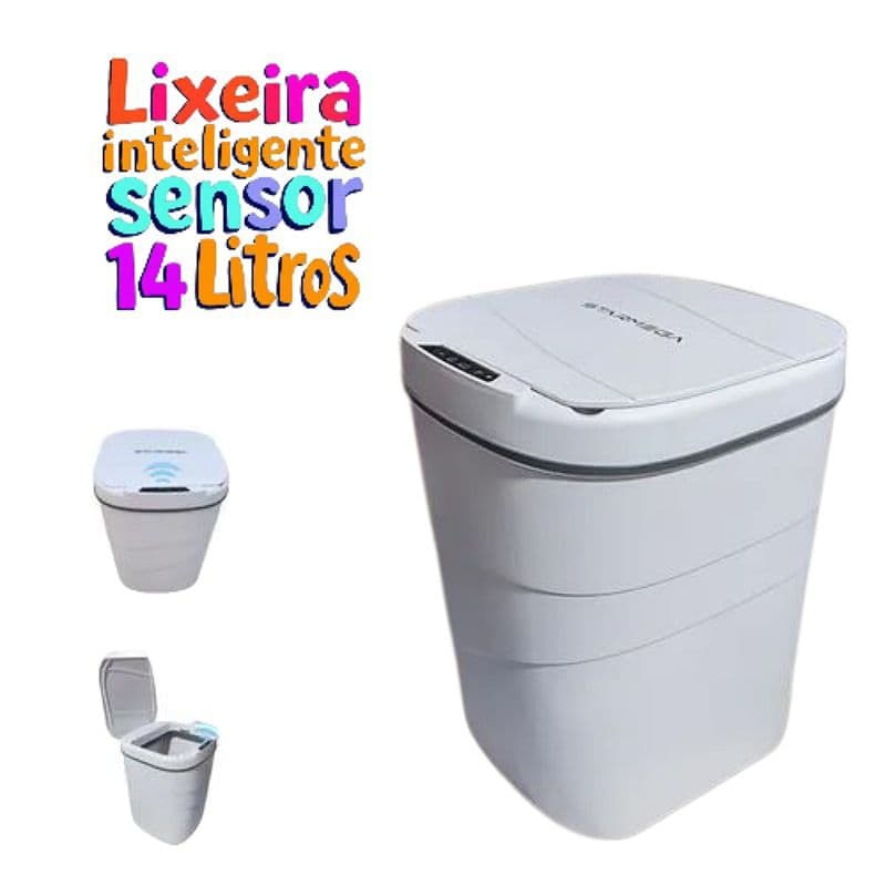 Lixeira Inteligente com Sensor Automático 14L - Higiene e Praticidade com Design Moderno