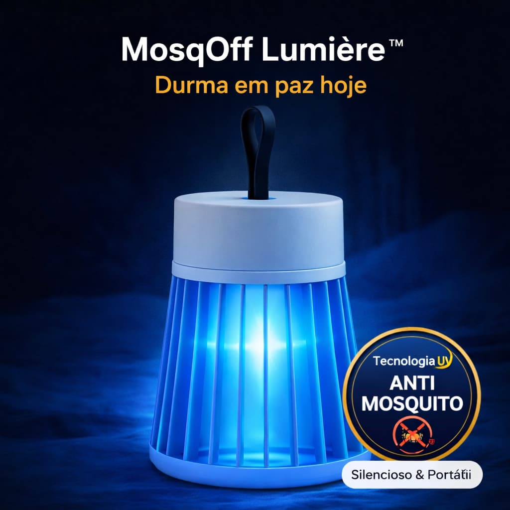 Luminária Mata Mosquito UV Elétrica MosqOff Lumière™ USB Portátil Silenciosa Anti Insetos Seguro Sem Cheiro
