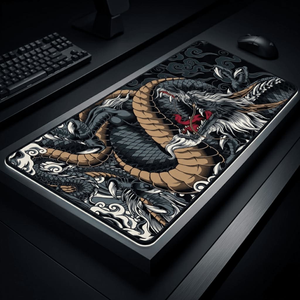 Mouse Pad Gamer Aportex 90x40cm XXL Dragão Azul Extra Grande Base Antiderrapante Costura Premium Desk Pad Speed
