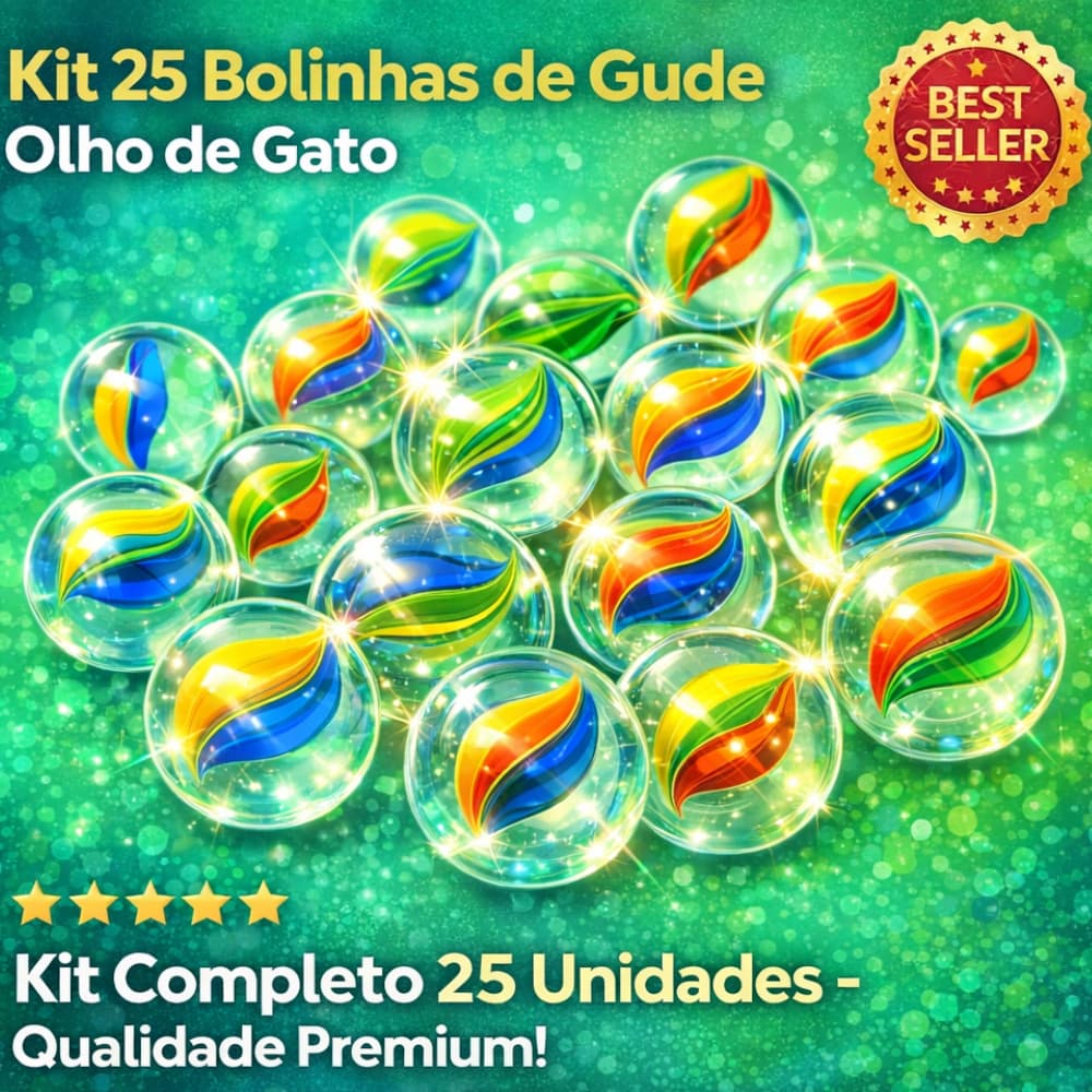 KIT 25 BOLINHAS DE GUDE OLHO DE GATO PARAGUAIA – DIVERSÃO CLÁSSICA REVIVIDA!