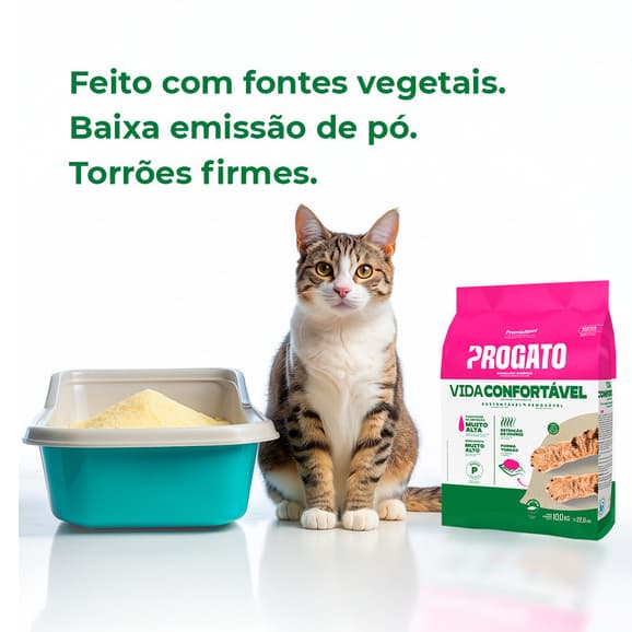 Areia Mandioca grãos pequenos ProGato Vida comfort Granulado Higiênico Biodegradável Natural SustentavelGatos 4KG