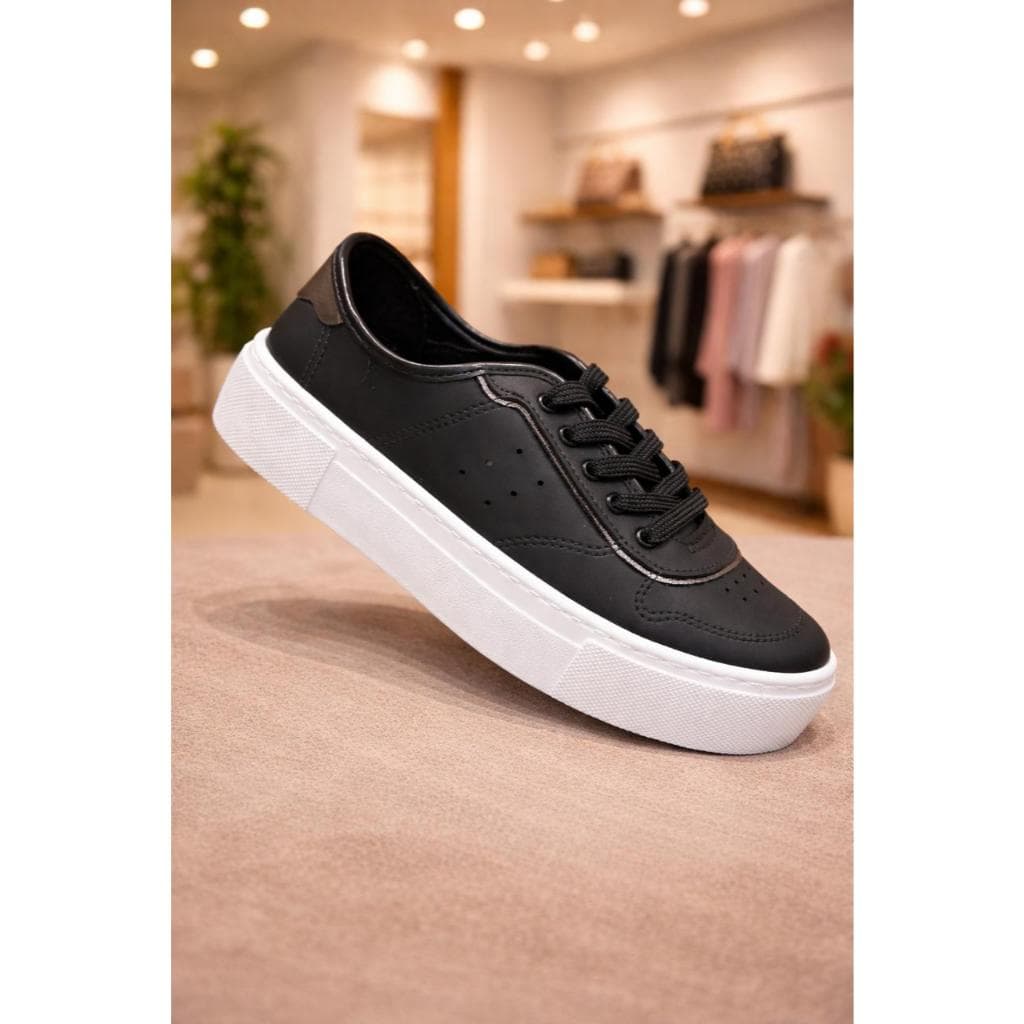 Tênis Feminino Casual Ramarim plataforma preto, confortável, Moda dia a dia