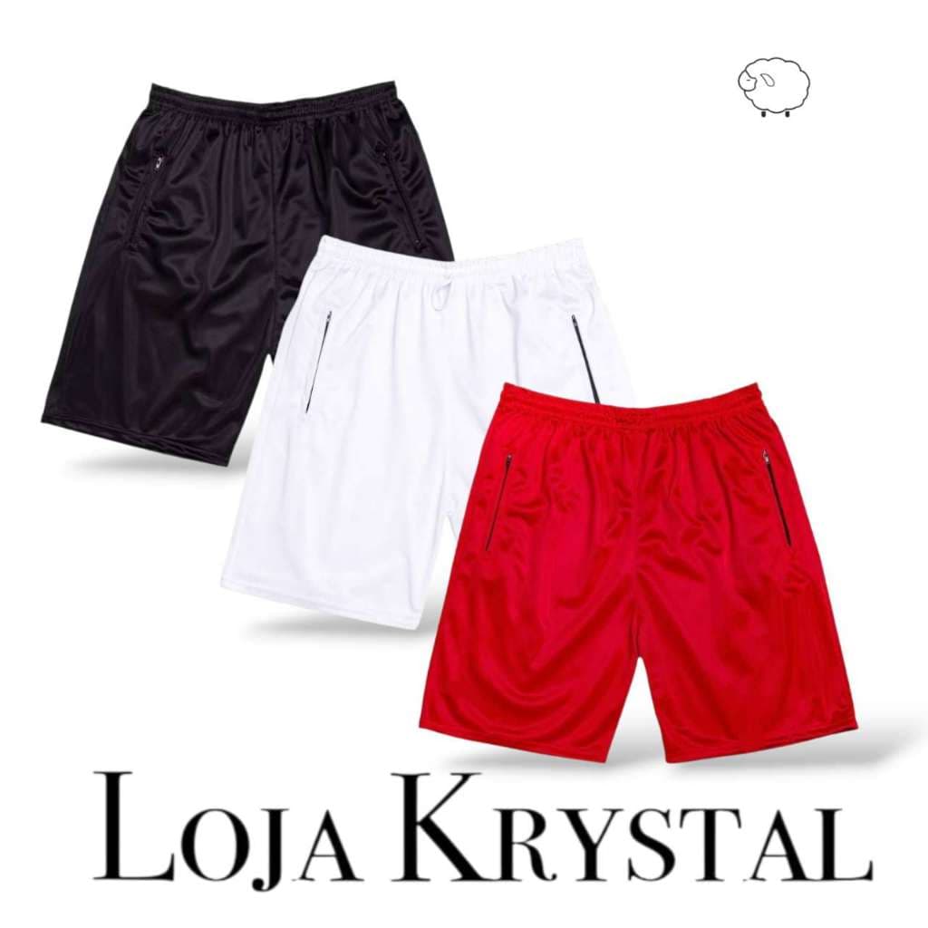 Kit 3 Shorts Bermuda  Esportiva Treino Com Ziper no Bolso