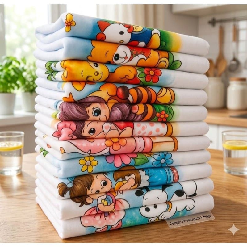 10 PANOS de Prato ESTAMPADO Pé de Galinha 41x66 Bainha Estampado O Legitimo