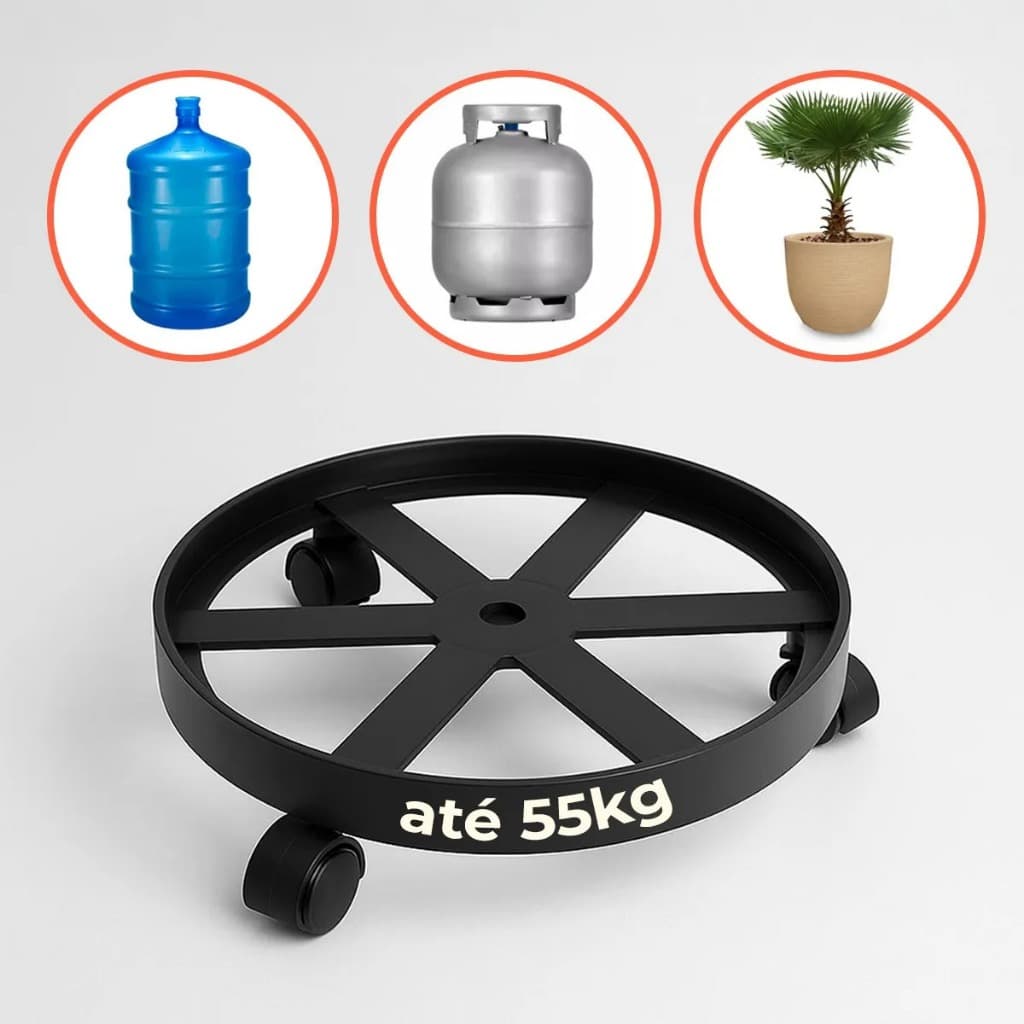 Suporte Para Botijão De Gás Vasos Galão Base Com Rodinha