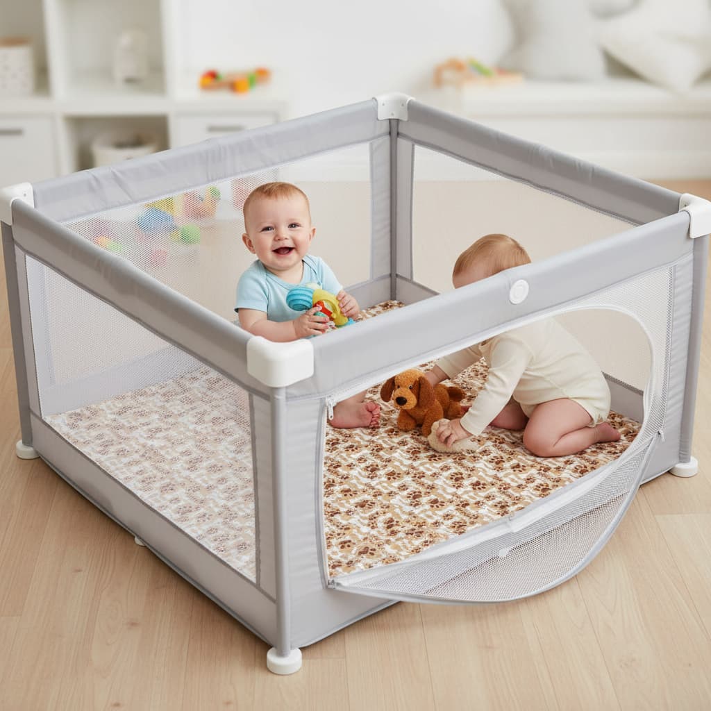 Tapete Impermeável p/ Cercadinho do Bebê 1.35x1.35m Lavável Reutilizável Antivazamento Confortável