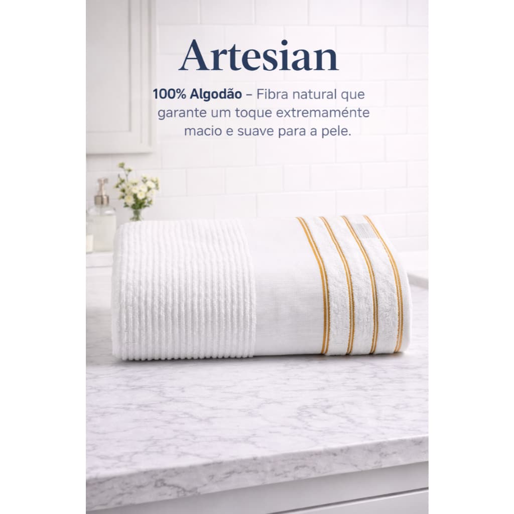 Toalha de Banho Artesian Avulsa 140x70cm 100% Algodão 400g/m² Barrado Para Bordar Artesanato