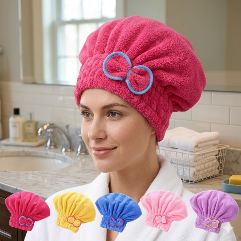 Touca De Microfibra Secagem Rápida Cabelo Anti Frizz Ultra Absorvente Ajuste Confortável Pós Banho