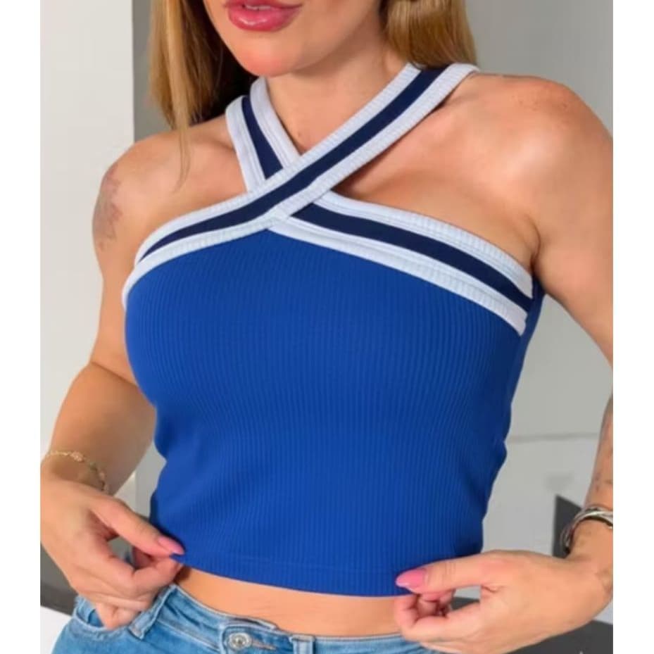 Cropped Feminino Com Bojo Anarruga  Top Academia - luxo