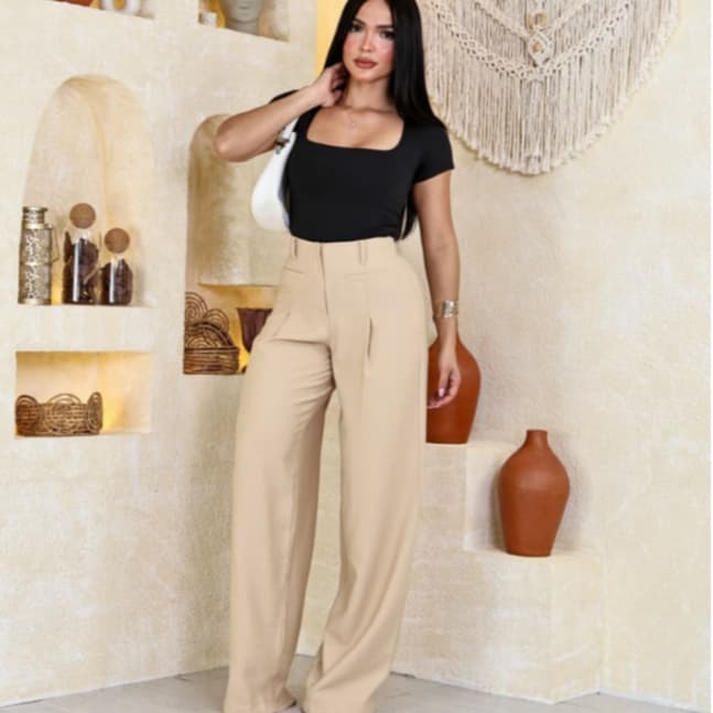 CALÇA PANTALONA  FEMININA ALFAIATARIA COM ELASTICO NA CINTURA TENDENCIA 2026