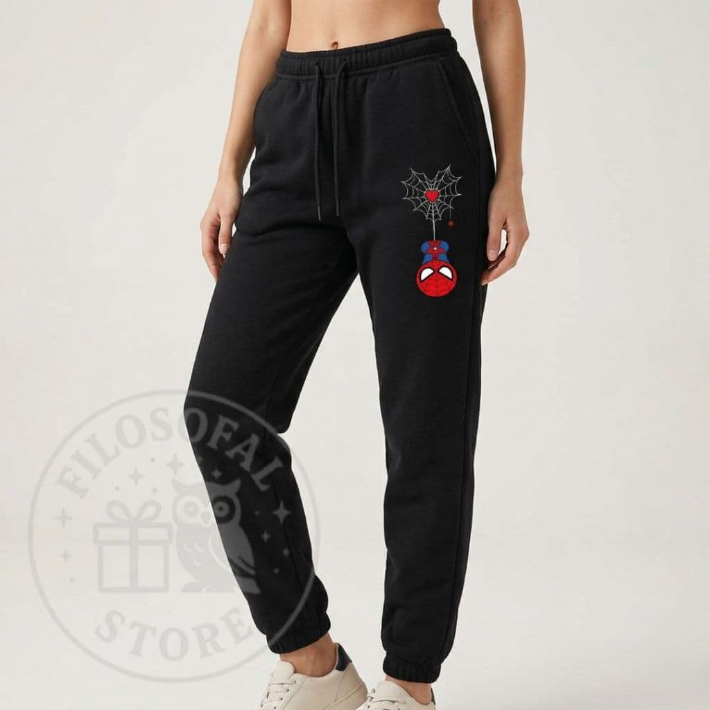 Calça Moletom Homem-Aranha Spider-Man Unissex Preta Estampa Premium - P ao GG
