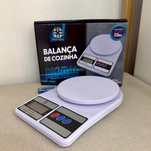 Balança de cozinha até 10kg - Vem com pilha inclusas - Ideal para alimentos, com desligamento automático