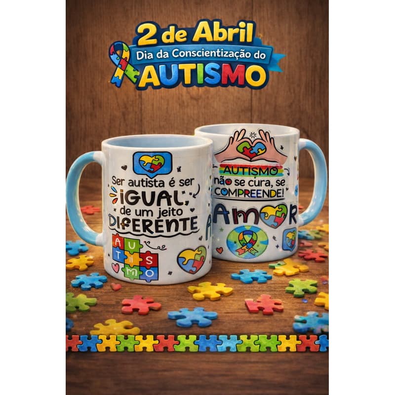 Caneca Ser autista é ser igual de um jeito diferente