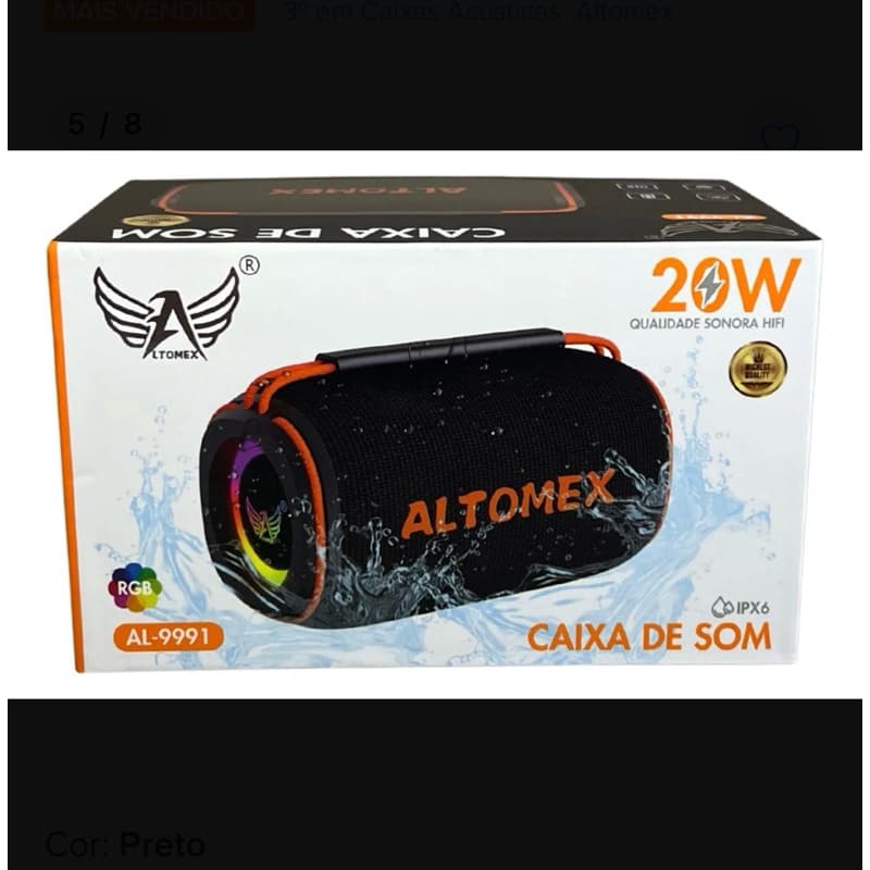 Altomex AL-9991– Caixa de Som Bluetooth 20W para Exterior Prova dgua