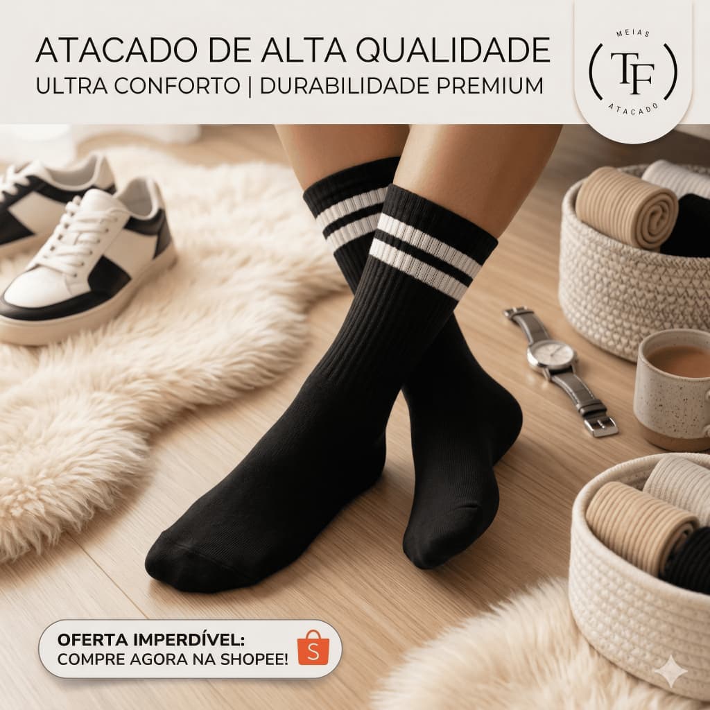 Kit 4 Pares de Meias Cano Alto Algodão Moderna