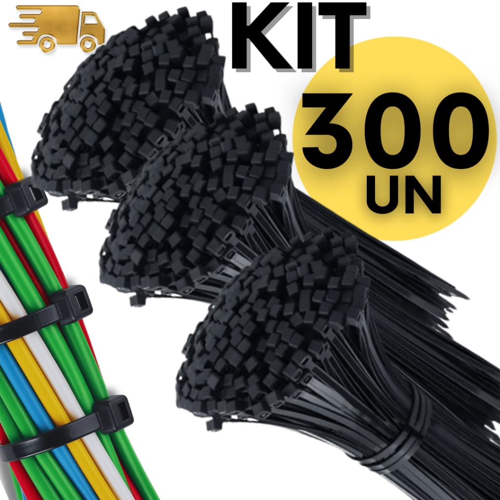 Abraçadeiras 4,8X300 Cinta Nylon Plástica Presilha Enforca Gato Hellerman Premium Utilidades Multiuso