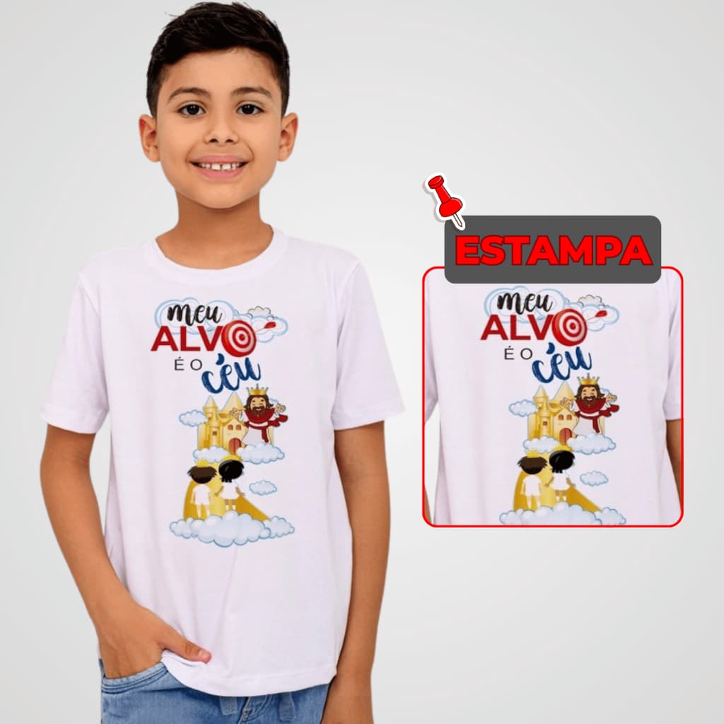 Camiseta Infantil Unissex Meu alvo é o céu Ministério Infantil