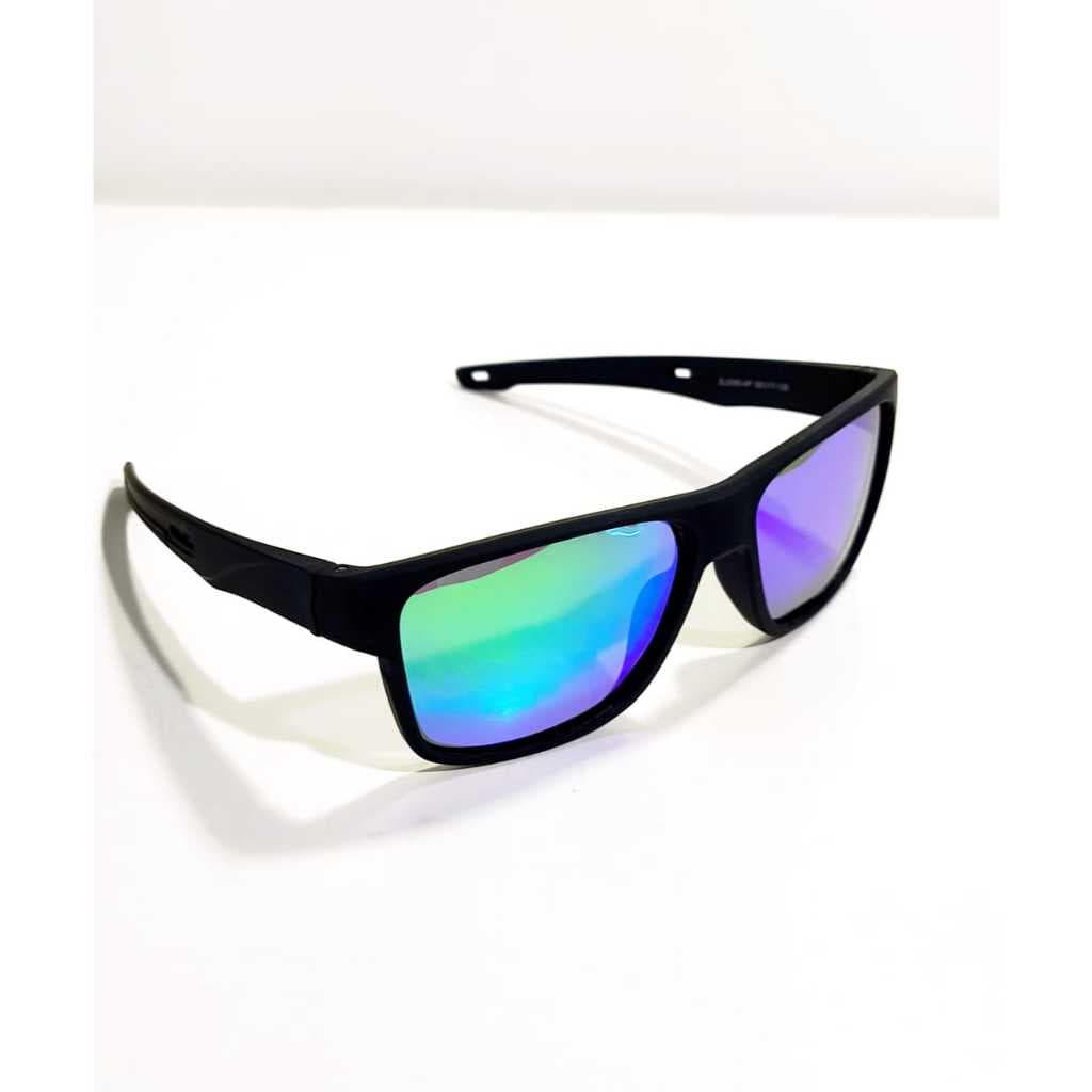 Óculos de Sol Preto com lente mescla verde e roxa Masculino Feminino UV400