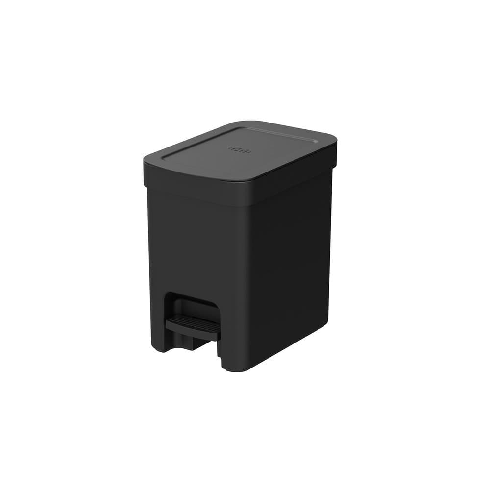Lixeira Com Pedal 6 Litros Trium Ou Banheiro Cozinha Escritório Preta Com Anel de Vedação Anti Odor