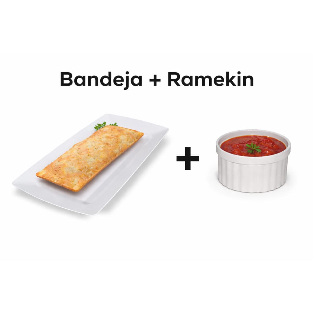 Kit Bandeja + Ramekin para molho, Plástico, Petiscos, Pastelarias, Porções, Buffet e Festas