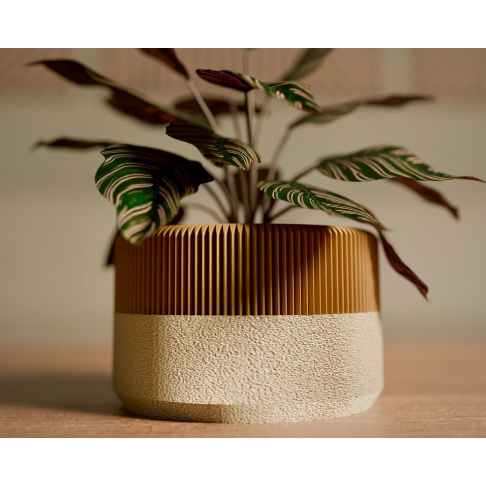 Vaso para Plantas Decorativo Moderno Bicolor Texturizado | Cachepô Elegante