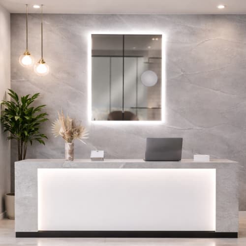 Espelho Emoldurado com LED 3000K Bivolt | 120x60cm ou 60x70cm • Iluminação Quente • Decorativo