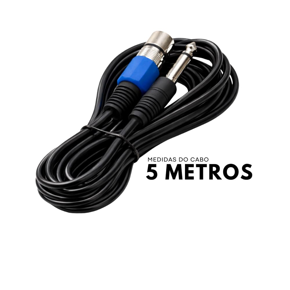 Cabo Microfone E Violão Mono Xlr / P10 5 Metros Cabo De Alta Durabilidade Reforçado