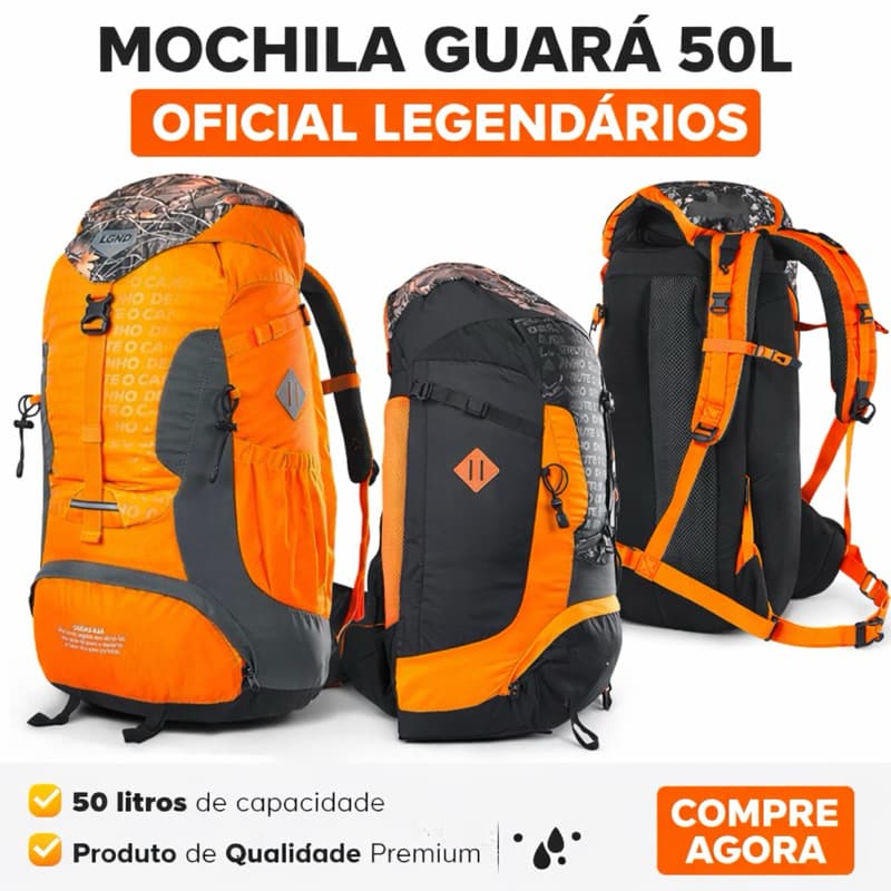 Mochila Guará 50L Oficial Legendários Camping Trilha Viagem Resistente Impermeável Grande Capacidade