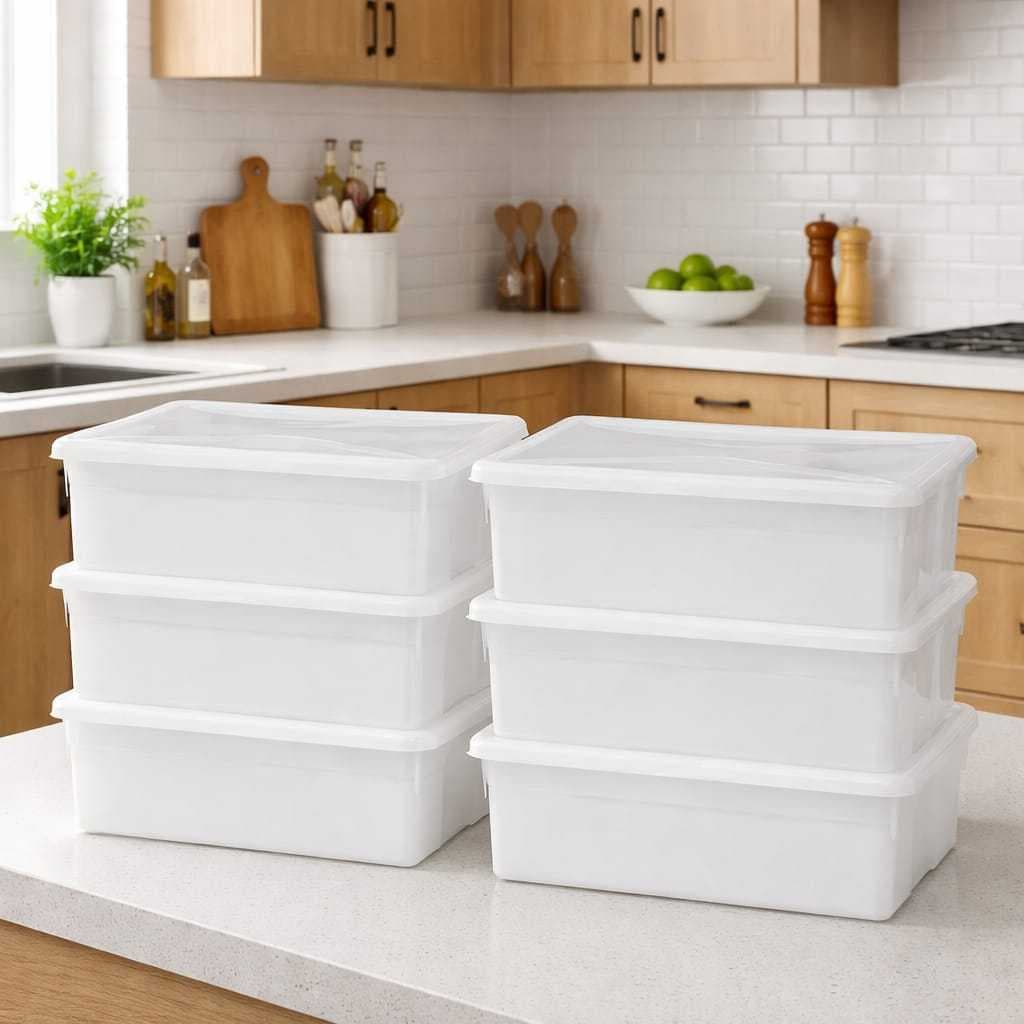 Kit 06 Potes Caixas Multiuso 05 Litros com Tampa Freezer, Alimentos, Ração Pets, Artesanato em Geral