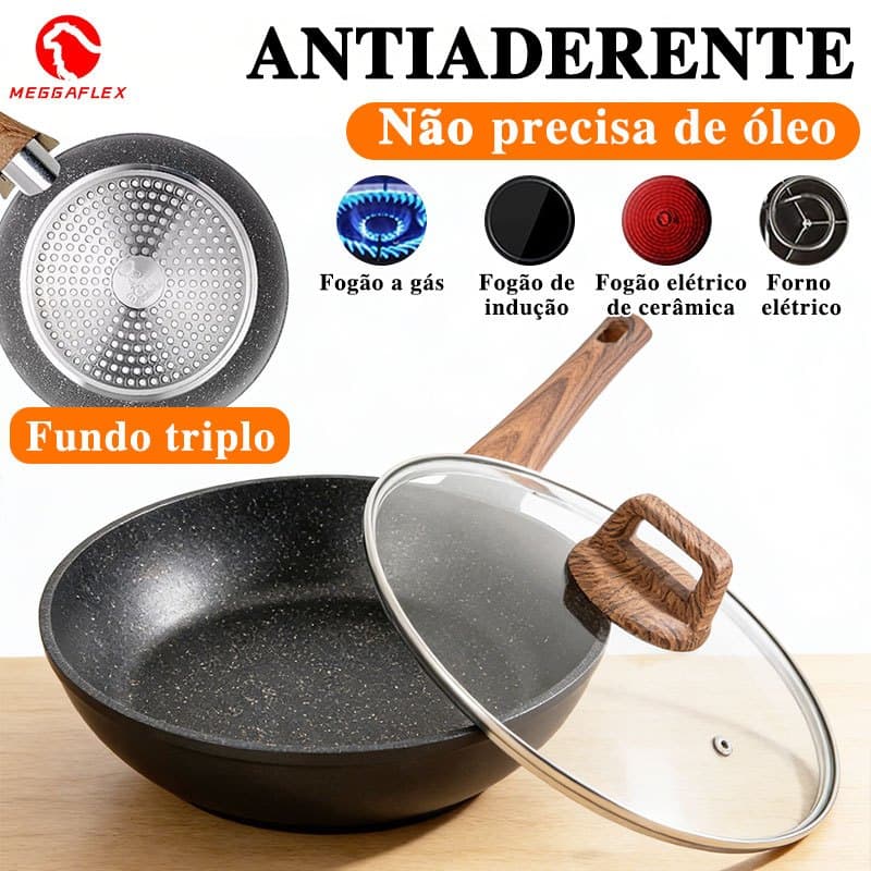 Frigideira de Granito Antiaderente Premium para Bife, Ovos e Panquecas Uso Diário Meggaflex